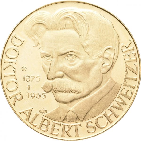 1841 Tyskland minnemedalje i gull Dr. Albert Schweitzer, 17,49 g .900 gull, 0