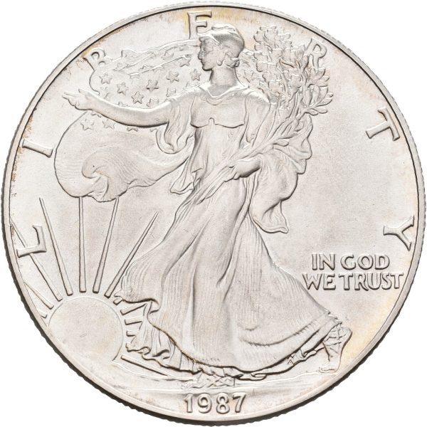 1987 USA 1 dollar Silver Eagle, 1 oz .999 sølv, BU