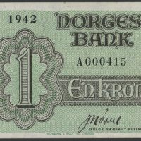 1942 1 krone A000415, Londonseddel, 01