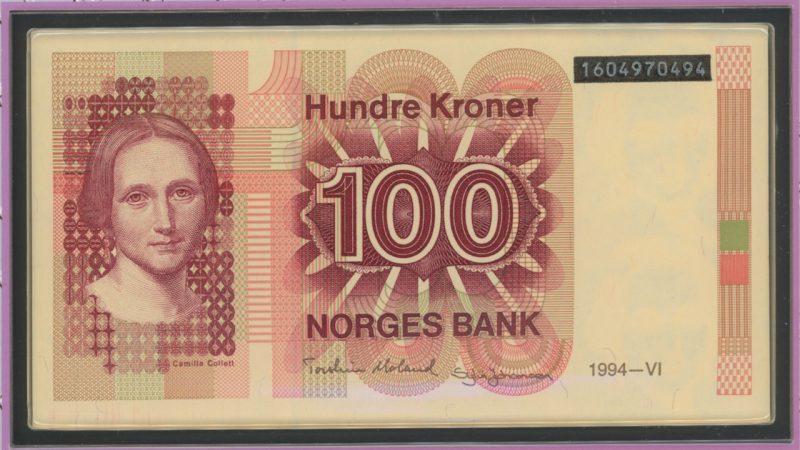 1994 100 kroner, 6. utg., i folder, 0