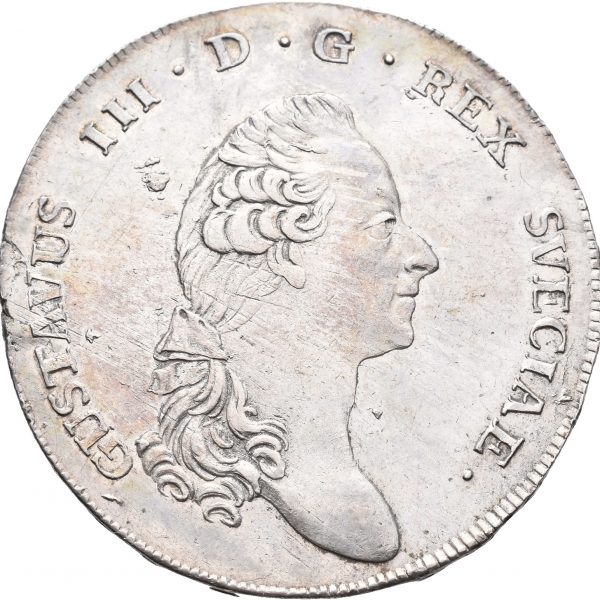 1791 Sverige riksdaler Gustav III, valsespor, 1+/01