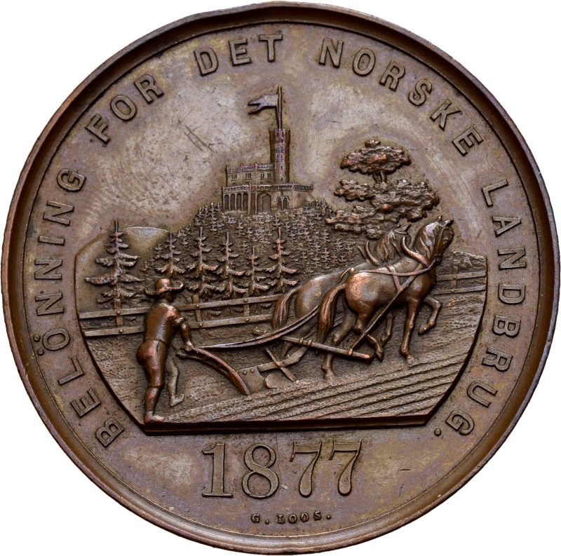 1877 Landbruksutstillingen, bronse, liten kantskade, 01