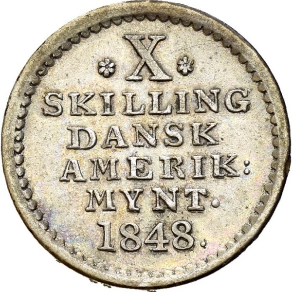 1848 Dansk Vestindien 10 skilling Frederik VII, 01