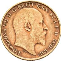 1908 England 1/2 sovereign Edward VII, 3,99 g .917 gull, 1/1+