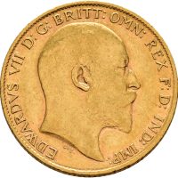 1909 England 1/2 sovereign Edward VII, 3,99 g .917 gull, 1+