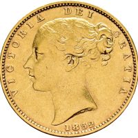 1852 England sovereign Victoria, rev. skjold, 7,98 g .917 gull, 1/1+