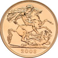 2008 England 5 pounds Elizabeth II, 39,98 g .917 gull, proof