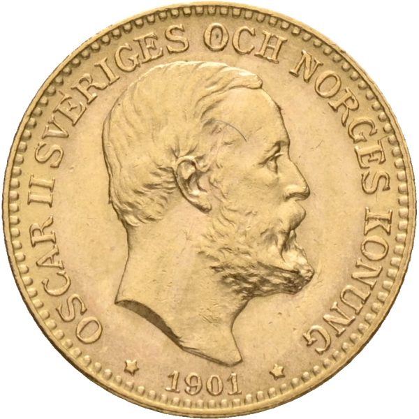 1901 Sverige 10 kronor Oskar II, 0/01