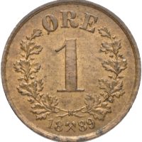 1889 1 øre Oscar II, 0/01