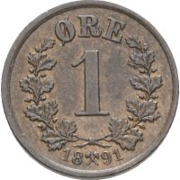 1891 1 øre Oscar II, 01