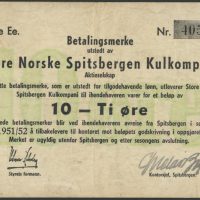 1951/52 Store Norske Spitsbergen Kulkompani 10 øre, Serie Ee, nr. 4052, 1-