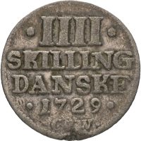 1729 Danmark 4 skilling Frederik IV, 1