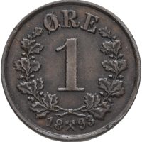 1893 1 øre Oscar II, 1+/01