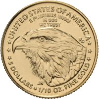 2021 USA 5 dollar, nytt design, 1/10 oz gull, BU