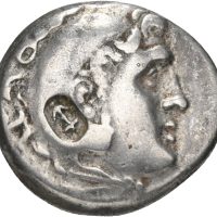 191-190 f. Kr. PAMFYLIA, Aspendos tetradrakme Alexander den Store, kontrastempel anker, 1