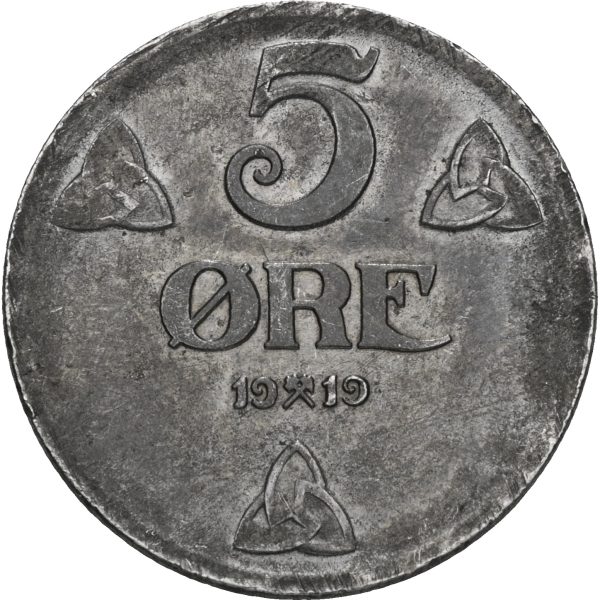 1919 5 øre Haakon VII, 01