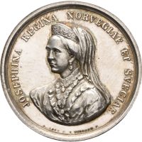 1876 Dronning Josephines minnemedalje, Weigand & Loos, 27 mm, sølv, fingermerke adv., 0/01