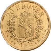 1902 20 kroner Oscar II, kantskade, 01