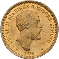 1874 Sverige 10 kronor Oskar II, 0/01