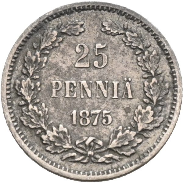 1875  Finland 25 penni, 1+/01