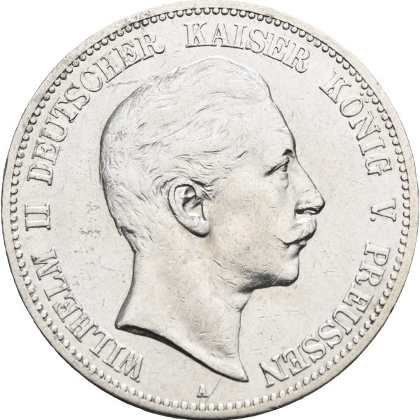 1904 A Preussen 5 mark Wilhelm II, renset, 1/1+