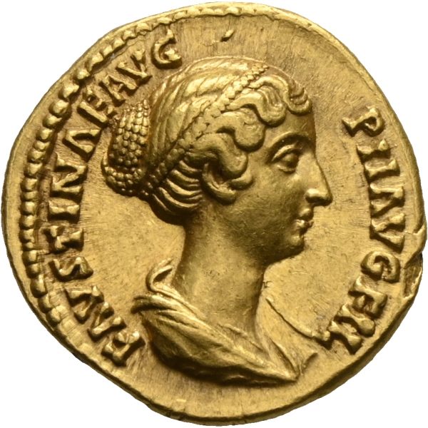 150-152 e.Kr. AV aureus Faustina Junior Augusta (147-175 e. Kr.), 7,17 g, Roma, 1+/01