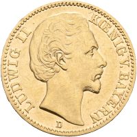 1872 D Bayern 20 mark Ludwig II, 7,965 g .900 gull, 1+