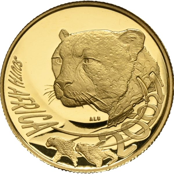 2002 Syd Afrika 50 rand, 1/2 oz .999 gull, flekker, 0