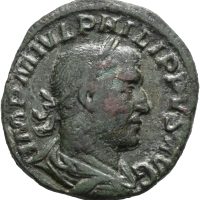 Æ sestertius Philip I (244-249 e. Kr.), 19,75 g, Roma, noe glattet, 1