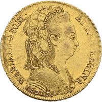 1801 Brasil 6400 reis Maria, 14,3 g .917 gull, 1+