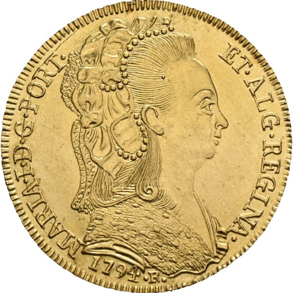 1794 Brasil 6400 reis Maria, 14,3 g .917 gull, 0/01