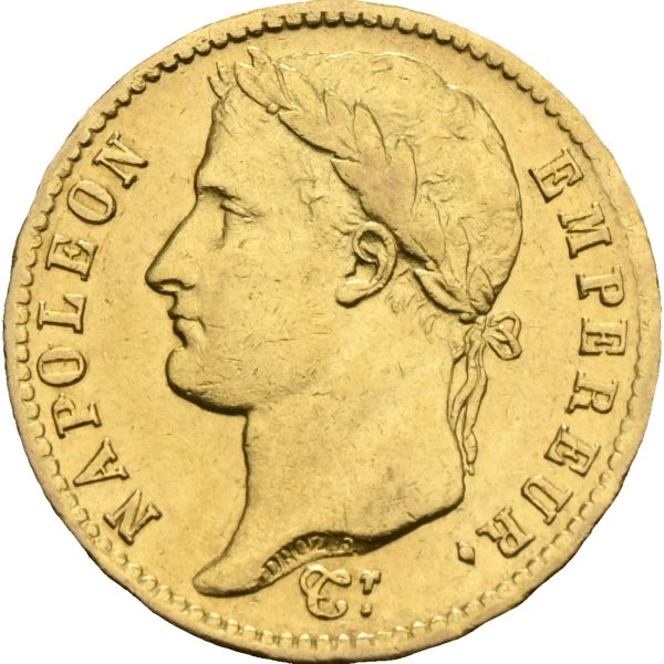 1810 A Frankrike 20 francs Napoleon I, Paris, 6,4516 .900 gull, 1/1+