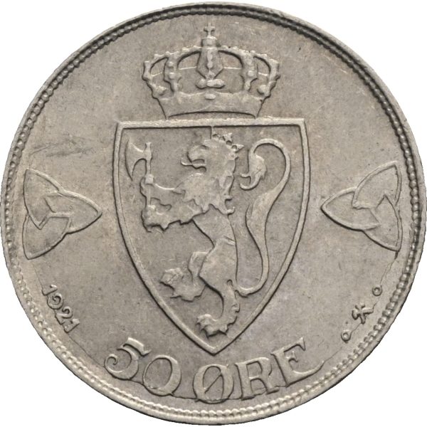 1921 50 øre u/h Haakon VII, 1+