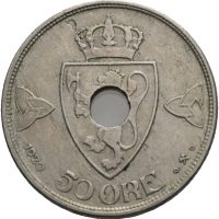 1920 50 øre Haakon VII, m/h, 1