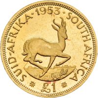 1953 Sør Afrika pound Elizabeth II, 7,9881 g .917 gull, 0