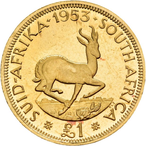 1953 Sør Afrika pound Elizabeth II, 7,9881 g .917 gull, 0