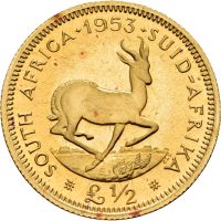 1953 Sør Afrika 1/2 pound Elizabeth II, 3,994 g .917 gull, 0
