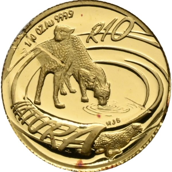 2002 Sør-Afrika 10 rand, 1/10 oz .999 gull, flekker, 0