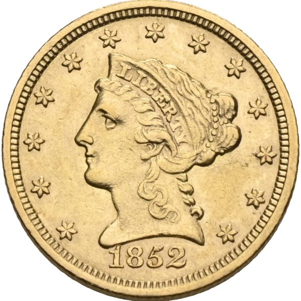 1852 USA 2 1/2 dollar Philadelphia, 3,76 g gull, 1+