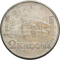 1930 Estland 2 krooni, Toompea Fortress, 12 g .500 sølv, 1+