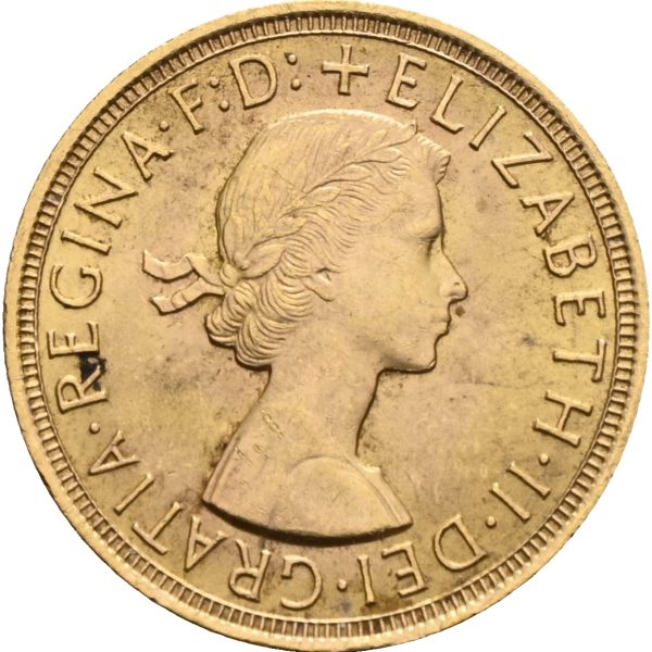1957 England sovereign Elizabeth II, 7,98 g .917 sølv, 01