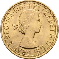 1958 England sovereign Elizabeth II, 7,32 g sølv, 01