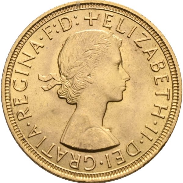 1958 England sovereign Elizabeth II, 7,32 g sølv, 01