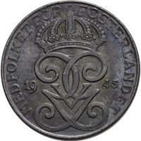 1945 Sverige 2 öre, jern, 0/01