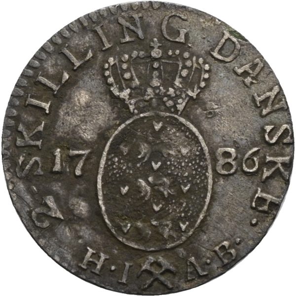 1786 2 skilling Christian VII, riper, 1+