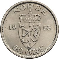 1953 50 øre Haakon VII, 0