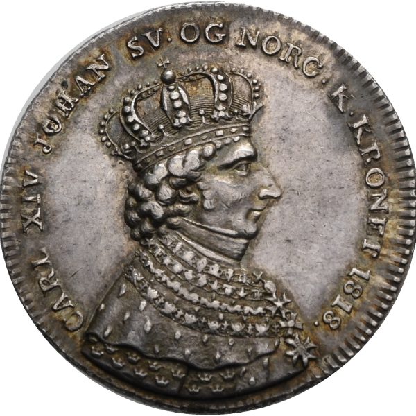 1818 kastepenning Carl XIV Johan, 1+/01