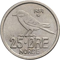 1959 25 øre Haakon VII, 0