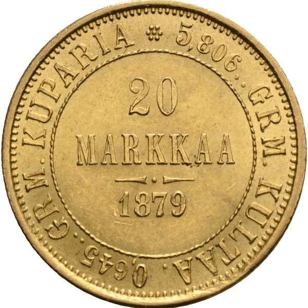1879 S Finland 20 markkaa Alexander II, 0/01