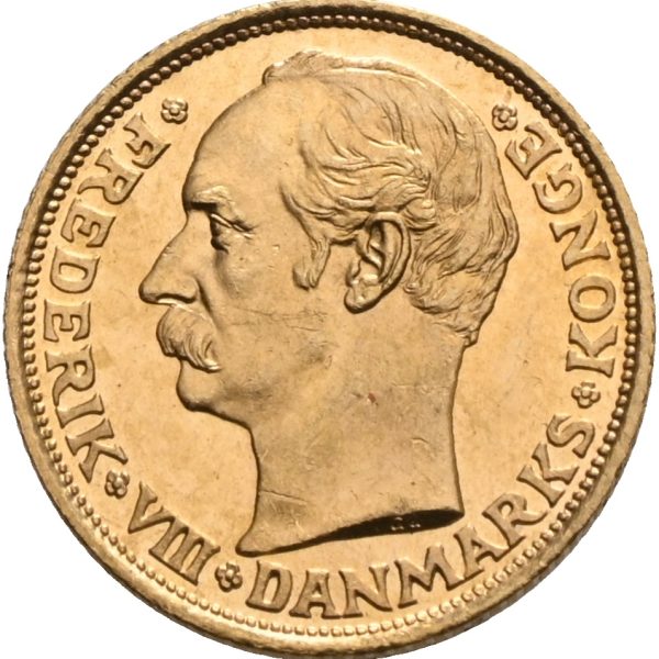 1908 Danmark 10 kroner Frederik VIII, 0/01